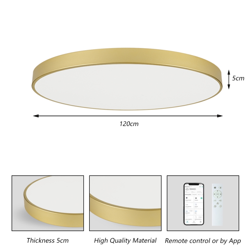 Brilagi - LED-himmennettävä kattovalaisin POOL SMART LED/180W/230V 3000-6000K 120 cm kultainen Wi-Fi Tuya + kaukosäädin