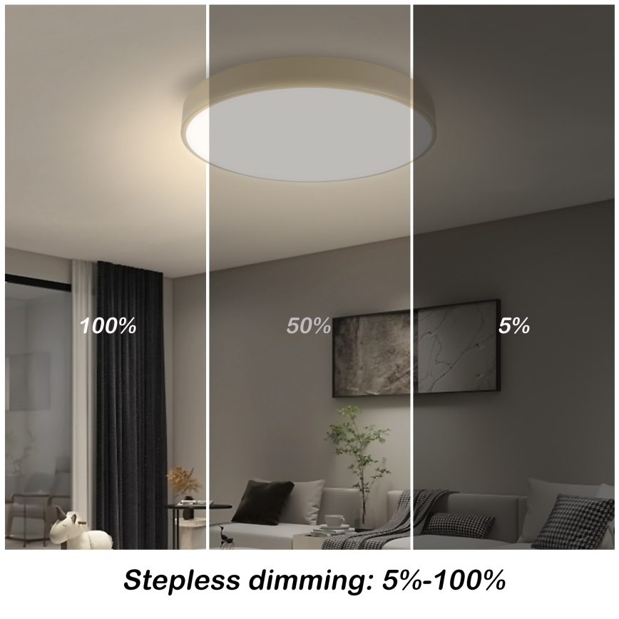 Brilagi - Himmennettävä POOL SMART LED-kattovalaisin 48W, 230V, 3000–6000K, halkaisija 40 cm, Wi-Fi Tuya, beige + kaukosäädin