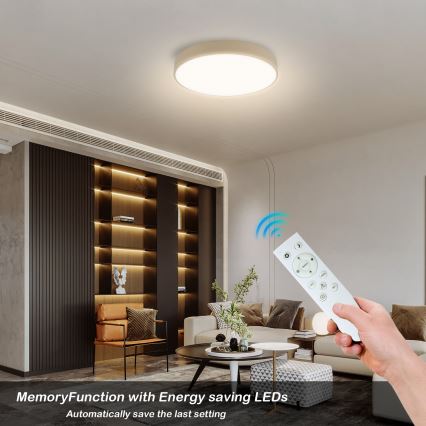 Brilagi - Himmennettävä POOL SMART LED-kattovalaisin 48W, 230V, 3000–6000K, halkaisija 40 cm, Wi-Fi Tuya, beige + kaukosäädin