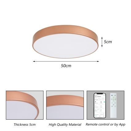 BRILAGI - Himmennettävä LED-kattovalaisin POOL SMART LED/60W/230V 3000-6000K halkaisija 50 cm Wi-Fi Tuya pronssinvärinen + kaukosäädin