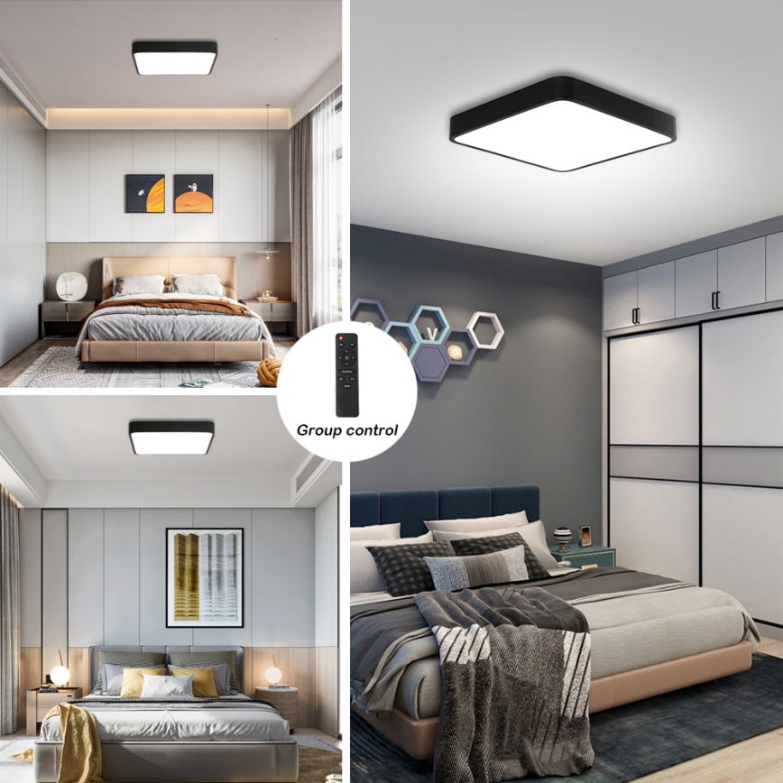 Brilagi - LED himmennettävä kattovalaisin POOL SQUARE LED/36W/230V 3000-6000K 40x40 cm musta + kaukosäädin