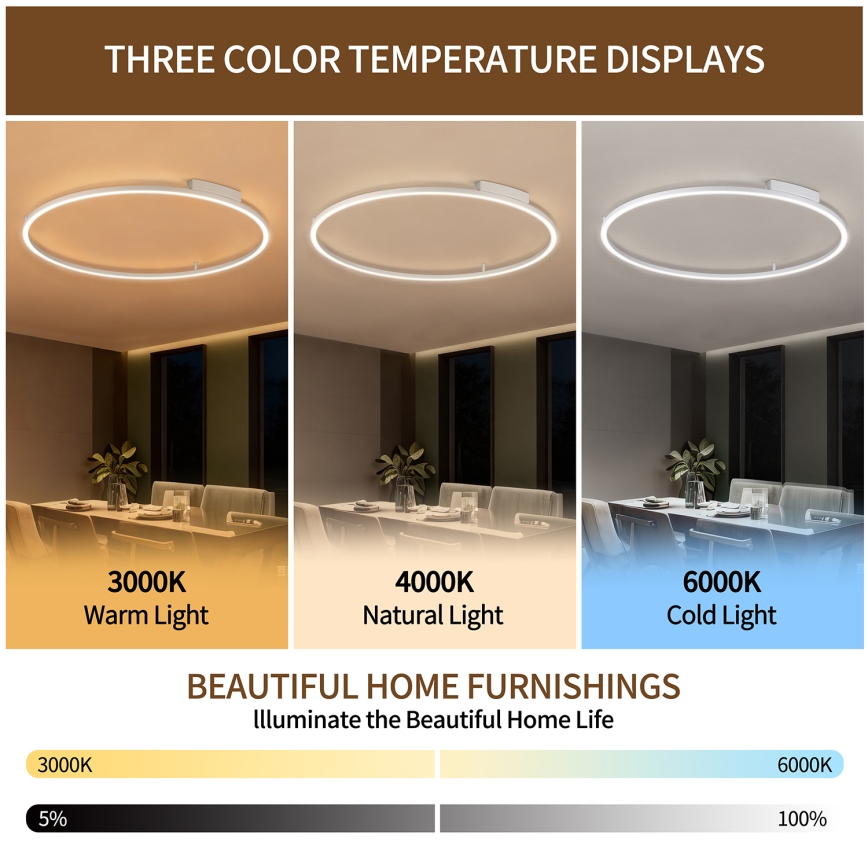 Brilagi - Himmennettävä LED-katto­valaisin PORTOFINO LED/85W/230V 3000-6000K halkaisija 120 cm hopea + kaukosäädin