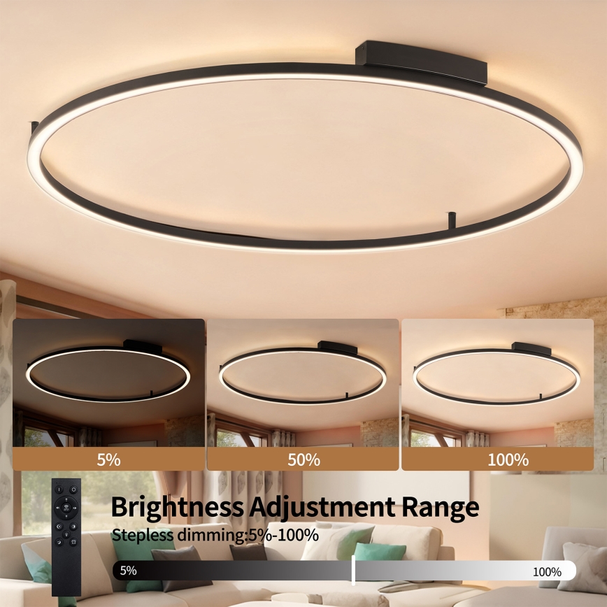Brilagi - Himennettävä LED-kattovalaisin PORTOFINO LED/85W/230V 3000-6000K halkaisija 120 cm musta + kaukosäädin