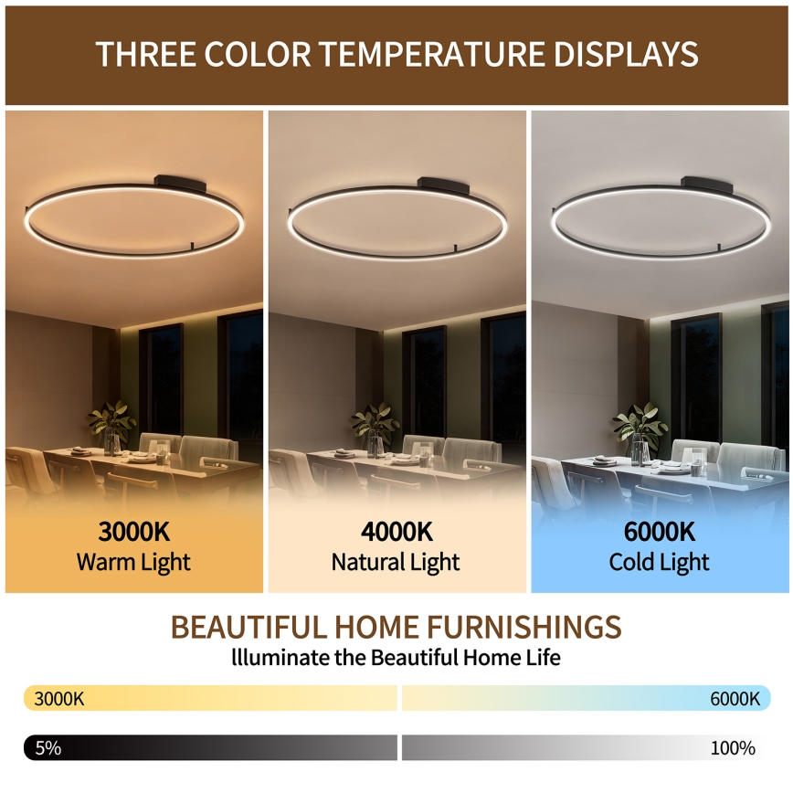 Brilagi - himmennettävä LED-kattovalaisin PORTOFINO LED/85W/230V 3000–6000K Ø 120 cm musta + kaukosäädin