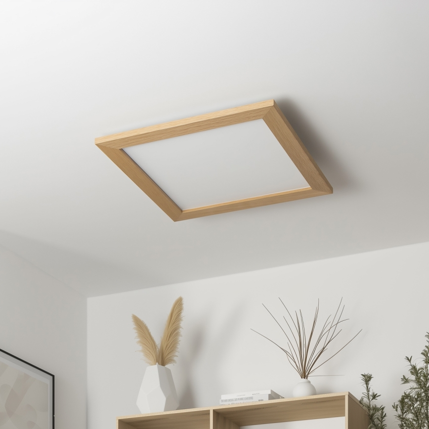 Brilagi - himmennettävä LED-kattovalaisin SLIMFRAME WOOD LED/36W/230V 49,5x49,5 cm 3000-6000K ruskea + kaukosäädin