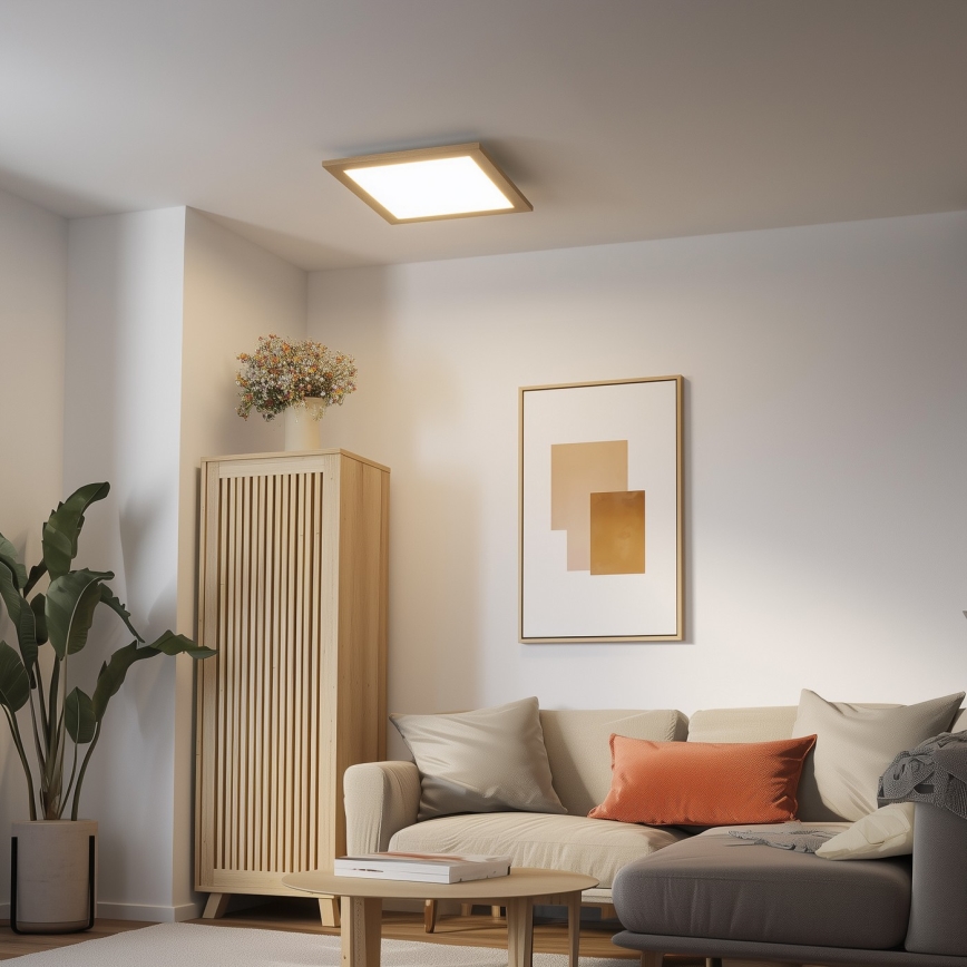 Brilagi - himmennettävä LED-kattovalaisin SLIMFRAME WOOD LED/36W/230V 49,5x49,5 cm 3000-6000K ruskea + kaukosäädin