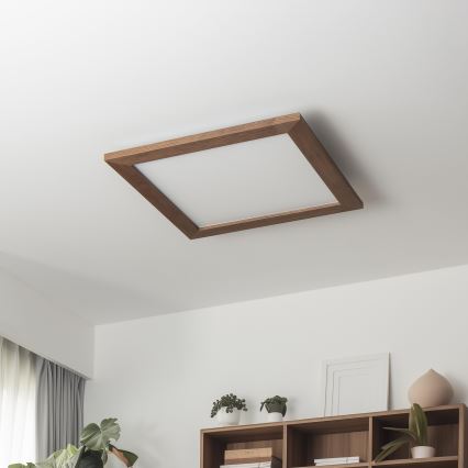 Brilagi - LED-himmennettävä kattovalaisin SLIMFRAME WOOD LED/36W/230V 49,5x49,5 cm 3000-6000K tummanruskea + kaukosäädin