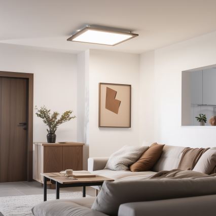 Brilagi - himmennettävä LED-kattovalaisin SLIMFRAME WOOD LED/58W/230V 64x64 cm 3000-6000K tummanruskea + kauko-ohjain
