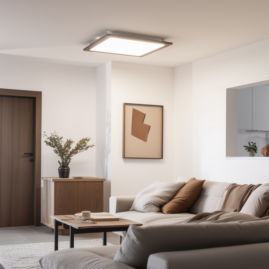 Brilagi - himmennettävä LED-kattovalaisin SLIMFRAME WOOD LED/58W/230V 64x64 cm 3000-6000K tummanruskea + kauko-ohjain