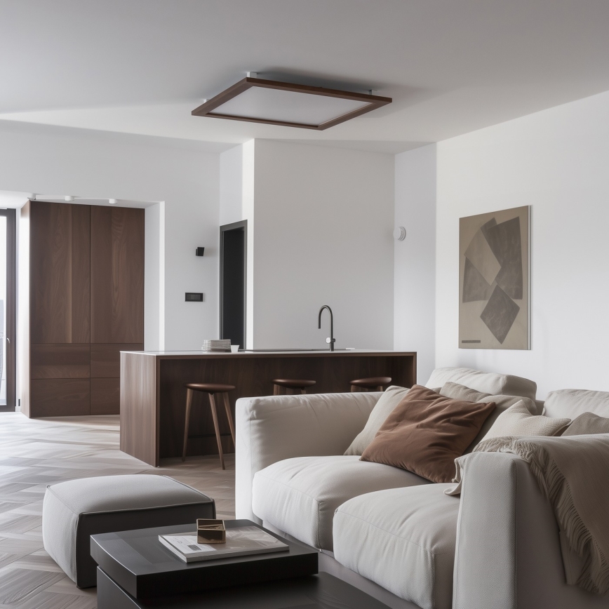 Brilagi - himmennettävä LED-kattovalaisin SLIMFRAME WOOD LED/58W/230V 64x64 cm 3000-6000K tummanruskea + kauko-ohjain