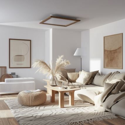 Brilagi - Himmennettävä LED-kattovalaisin SLIMFRAME WOOD LED/58W/230V 64x64 cm 3000-6000K ruskea + kaukosäädin