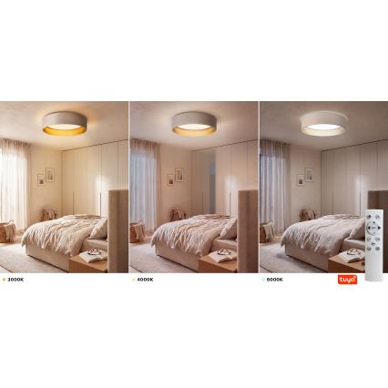 Brilagi - Himmennettävä LED-kattovalaisin VELVET SMARTIX STARS LED/24W/230V 3000-6000K halkaisija 45 cm kerma/kulta Wi-Fi Tuya Beacon + kaukosäädin
