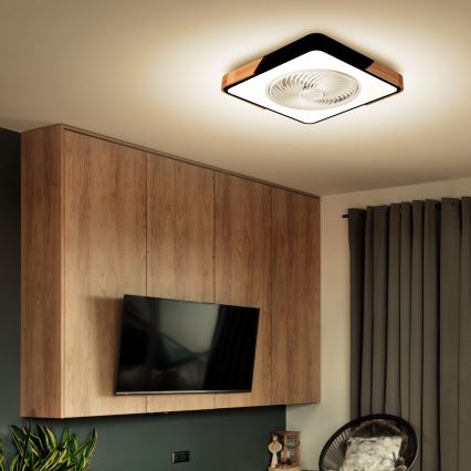 Brilagi - LED himmennettävä kattovalaisin tuulettimella LED/30W/230V 3000-6500K musta/tammi + kaukosäädin