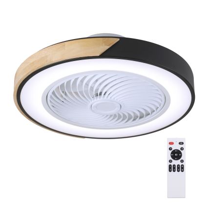 Brilagi - Himmennettävä LED-kattovalaisin tuulettimella LED/30W/230V 3000-6500K halkaisija 50 cm musta/tammi + kaukosäädin