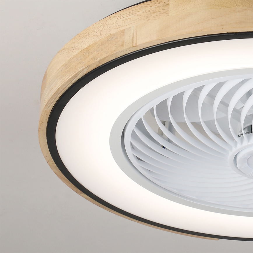 Brilagi - Himmennettävä LED-kattovalaisin tuulettimella LED/30W/230V 3000-6500K halkaisija 50 cm musta/tammi + kaukosäädin