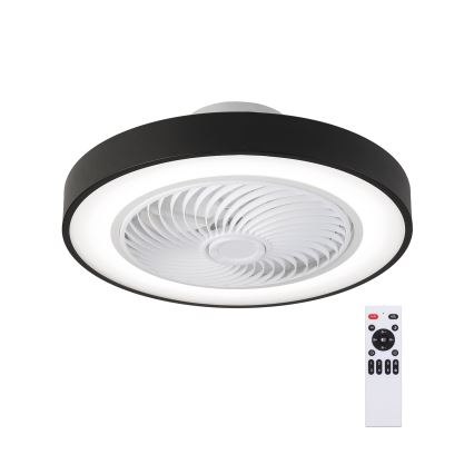 Brilagi - LED-himmennettävä kattovalaisin tuulettimella, LED 30 W/230 V, 3000–6500 K, halkaisija 50 cm, musta + kaukosäädin
