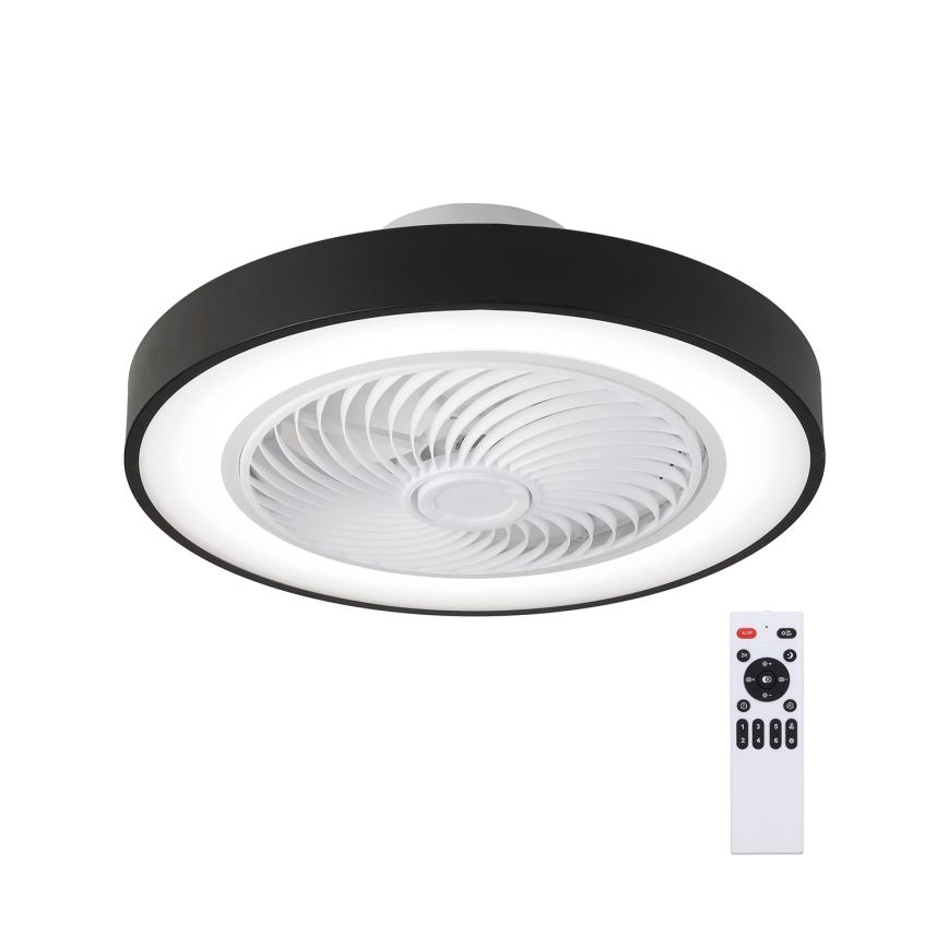 Brilagi - LED-himmennettävä kattovalaisin tuulettimella, LED 30 W/230 V, 3000–6500 K, halkaisija 50 cm, musta + kaukosäädin