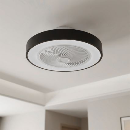 Brilagi - LED-himmennettävä kattovalaisin tuulettimella, LED 30 W/230 V, 3000–6500 K, halkaisija 50 cm, musta + kaukosäädin