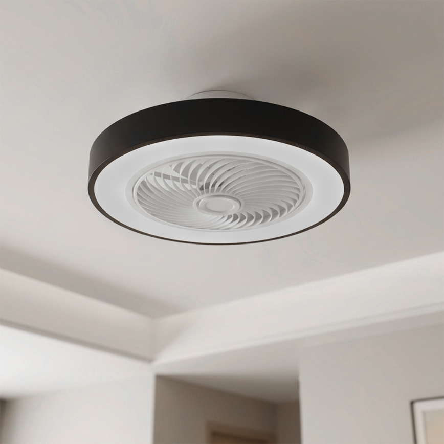 Brilagi - LED-himmennettävä kattovalaisin tuulettimella, LED 30 W/230 V, 3000–6500 K, halkaisija 50 cm, musta + kaukosäädin