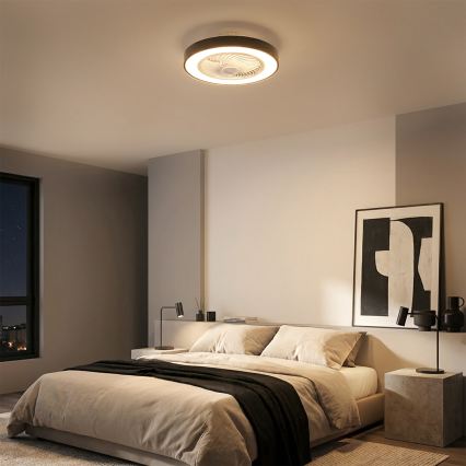 Brilagi - LED-himmennettävä kattovalaisin tuulettimella, LED 30 W/230 V, 3000–6500 K, halkaisija 50 cm, musta + kaukosäädin