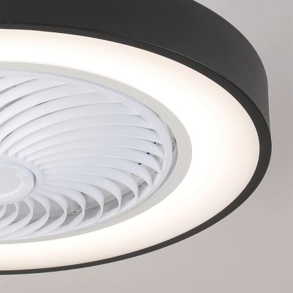 Brilagi - LED-himmennettävä kattovalaisin tuulettimella, LED 30 W/230 V, 3000–6500 K, halkaisija 50 cm, musta + kaukosäädin