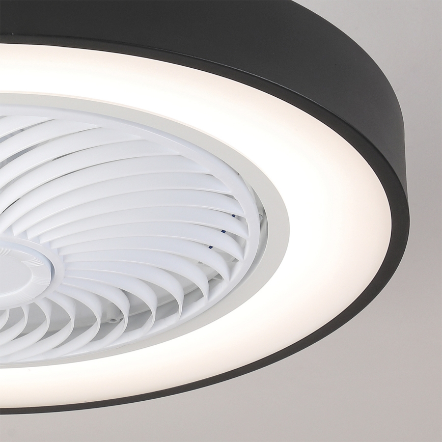 Brilagi - LED-himmennettävä kattovalaisin tuulettimella, LED 30 W/230 V, 3000–6500 K, halkaisija 50 cm, musta + kaukosäädin