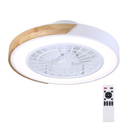 Brilagi - LED Himmennettävä kattovalaisin tuulettimella LED/30W/230V 3000-6500K halkaisija 50 cm valkoinen/tammi + kaukosäädin