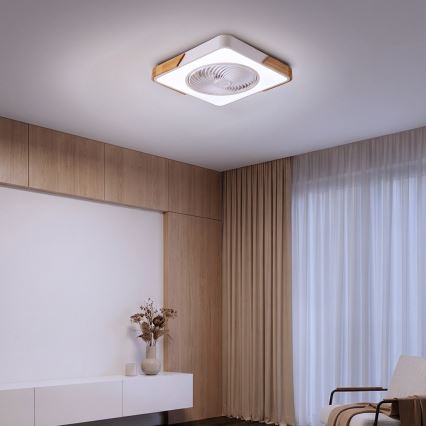 Brilagi - LED himmennettävä kattovalaisin tuulettimella LED/30W/230V 3000-6500K valkoinen/tammi + kaukosäädin