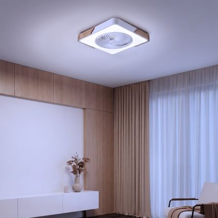 Brilagi - LED himmennettävä kattovalaisin tuulettimella LED/30W/230V 3000-6500K valkoinen/tammi + kaukosäädin