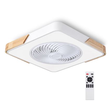 Brilagi - LED himmennettävä kattovalaisin tuulettimella LED/30W/230V 3000-6500K valkoinen/tammi + kaukosäädin