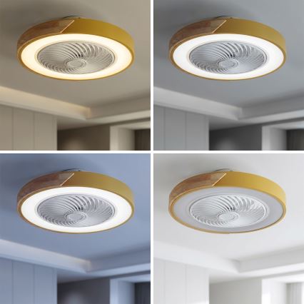 Brilagi - Himmennettävä LED-kattovalaisin tuulettimella LED/38W/230V 3000-6500K halkaisija 50 cm kultainen/tammi + kaukosäädin