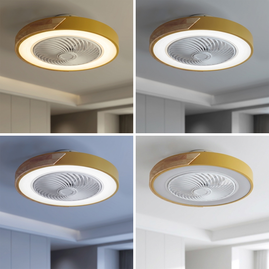 Brilagi - Himmennettävä LED-kattovalaisin tuulettimella LED/38W/230V 3000-6500K halkaisija 50 cm kultainen/tammi + kaukosäädin