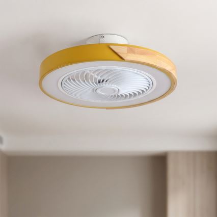 Brilagi - Himmennettävä LED-kattovalaisin tuulettimella LED/38W/230V 3000-6500K halkaisija 50 cm kultainen/tammi + kaukosäädin