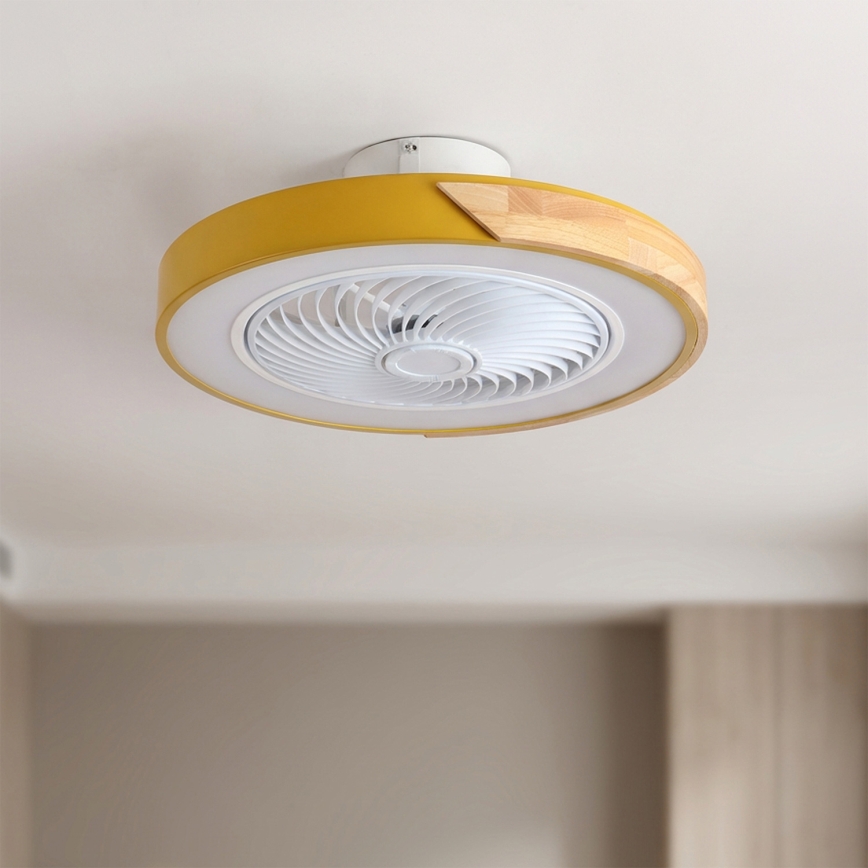 Brilagi - Himmennettävä LED-kattovalaisin tuulettimella LED/38W/230V 3000-6500K halkaisija 50 cm kultainen/tammi + kaukosäädin