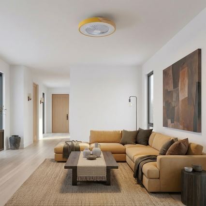 Brilagi - Himmennettävä LED-kattovalaisin tuulettimella LED/38W/230V 3000-6500K halkaisija 50 cm kultainen/tammi + kaukosäädin