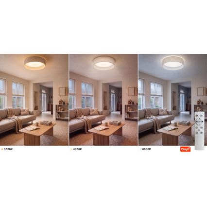 Brilagi - Himmennettävä LED-kattovalaisin VELVET SMARTIX LED/36W/230V 3000-6000K halkaisija 55 cm kermanvärinen Wi-Fi Tuya Beacon + kaukosäädin