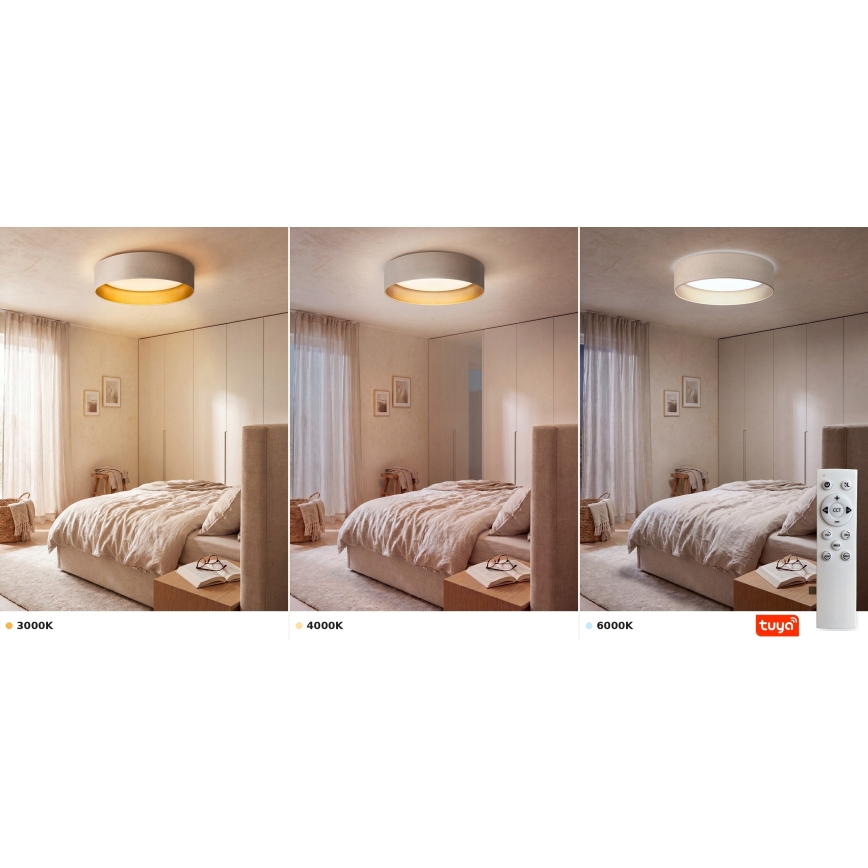 BRILAGI - LED himmennettävä kattovalaisin VELVET SMARTIX LED/36W/230V 3000-6000K Ø 55 cm kerma/kulta Wi-Fi Tuya Beacon + kaukosäädin