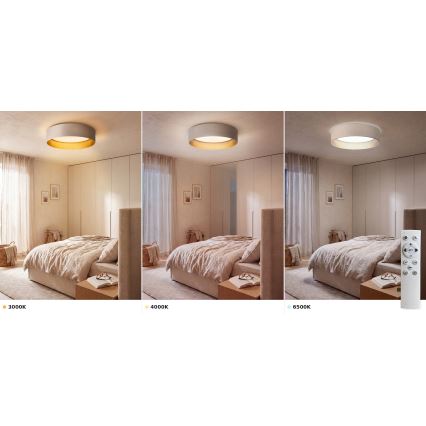 Brilagi - LED-himmennettävä kattovalaisin VELVET SMART VARI LED/24W/230V 3000-6500K halkaisija 45 cm kerma/kultainen + kaukosäädin