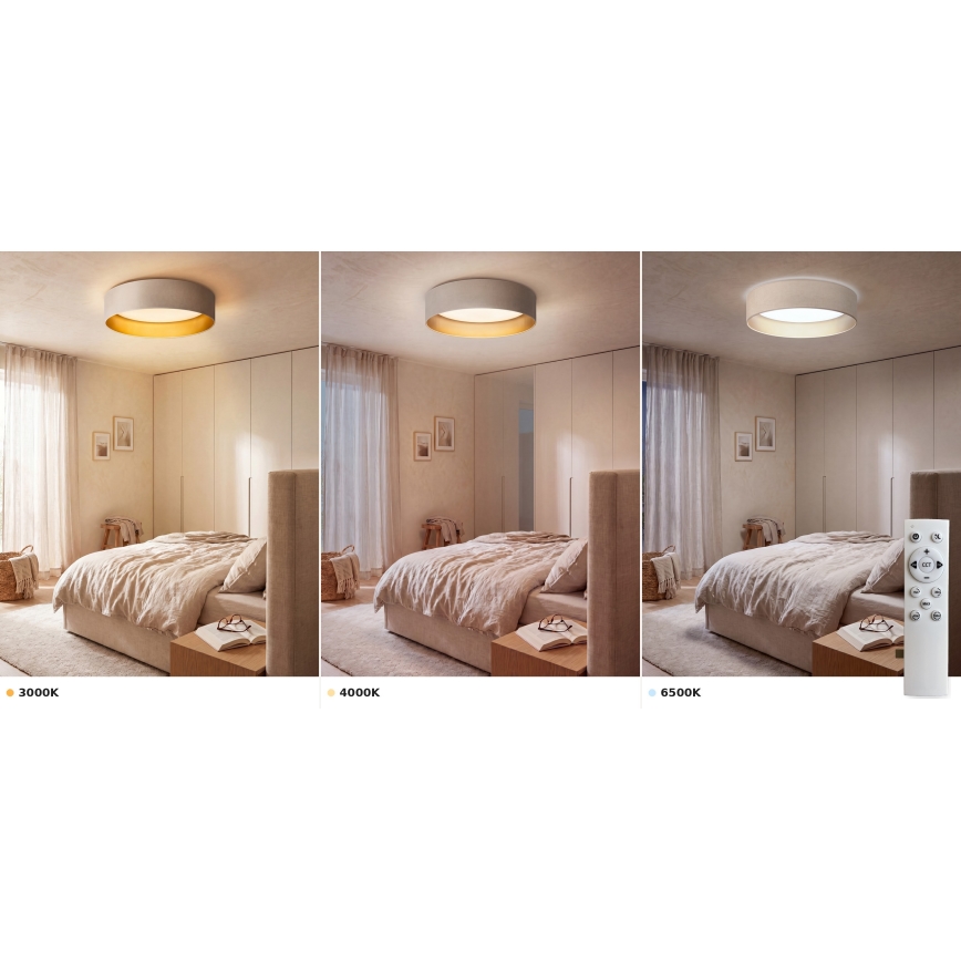 Brilagi - LED-himmennettävä kattovalaisin VELVET SMART VARI LED/24W/230V 3000-6500K halkaisija 45 cm kerma/kultainen + kaukosäädin