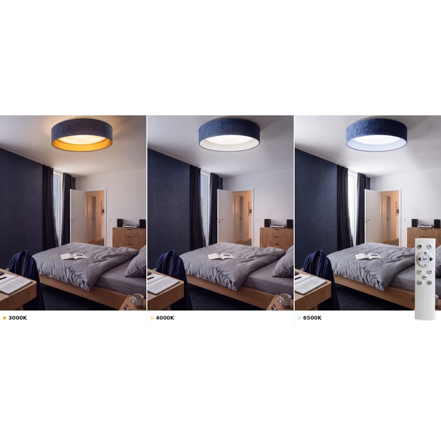 Brilagi - Himmennettävä LED-kattovalaisin VELVET SMART VARI LED/24W/230V 3000-6500K halkaisija 45 cm sininen + kaukosäädin