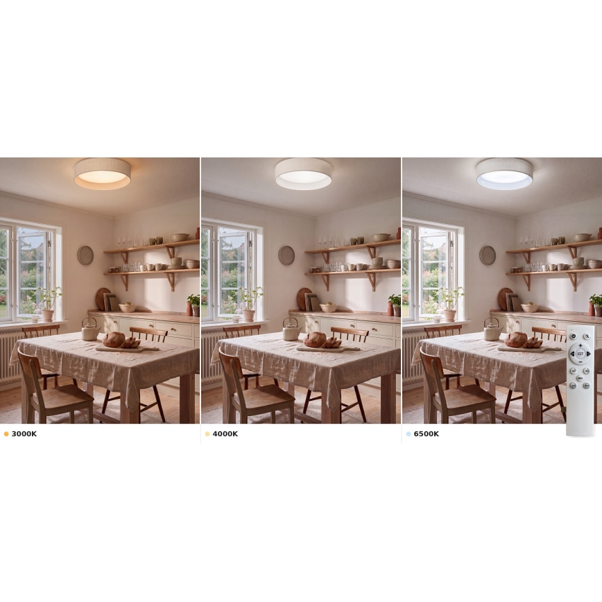 BRILAGI - himmennettävä LED-kattovalaisin VELVET SMART VARI LED/24W/230V 3000-6500K, halkaisija 45 cm, valkoinen + kaukosäädin