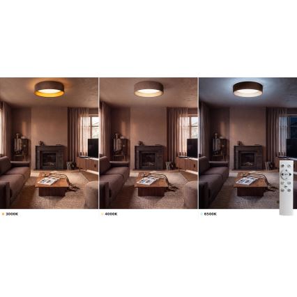 BRILAGI - LED-himmennettävä kattovalaisin VELVET SMART VARI LED/24W/230V 3000-6500K halkaisija 45 cm ruskea/kultainen + kaukosäädin