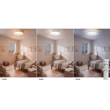Brilagi - LED-himmennettävä kattovalaisin VELVET SMART VARI LED/36W/230V 3000-6500K halkaisija 55 cm valkoinen/kukat + kaukosäädin