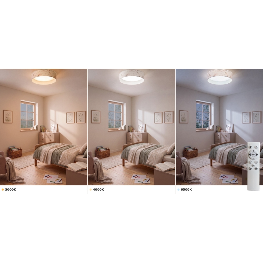 Brilagi - LED-himmennettävä kattovalaisin VELVET SMART VARI LED/36W/230V 3000-6500K halkaisija 55 cm valkoinen/kukat + kaukosäädin