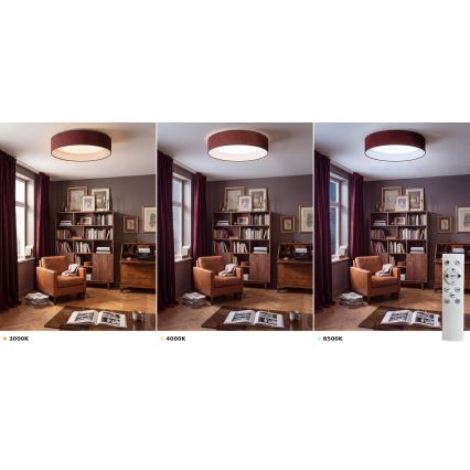 BRILAGI - himmennettävä LED-kattovalaisin VELVET SMART VARI LED/36W/230V 3000-6500K Ø 55 cm viininpunainen + kaukosäädin