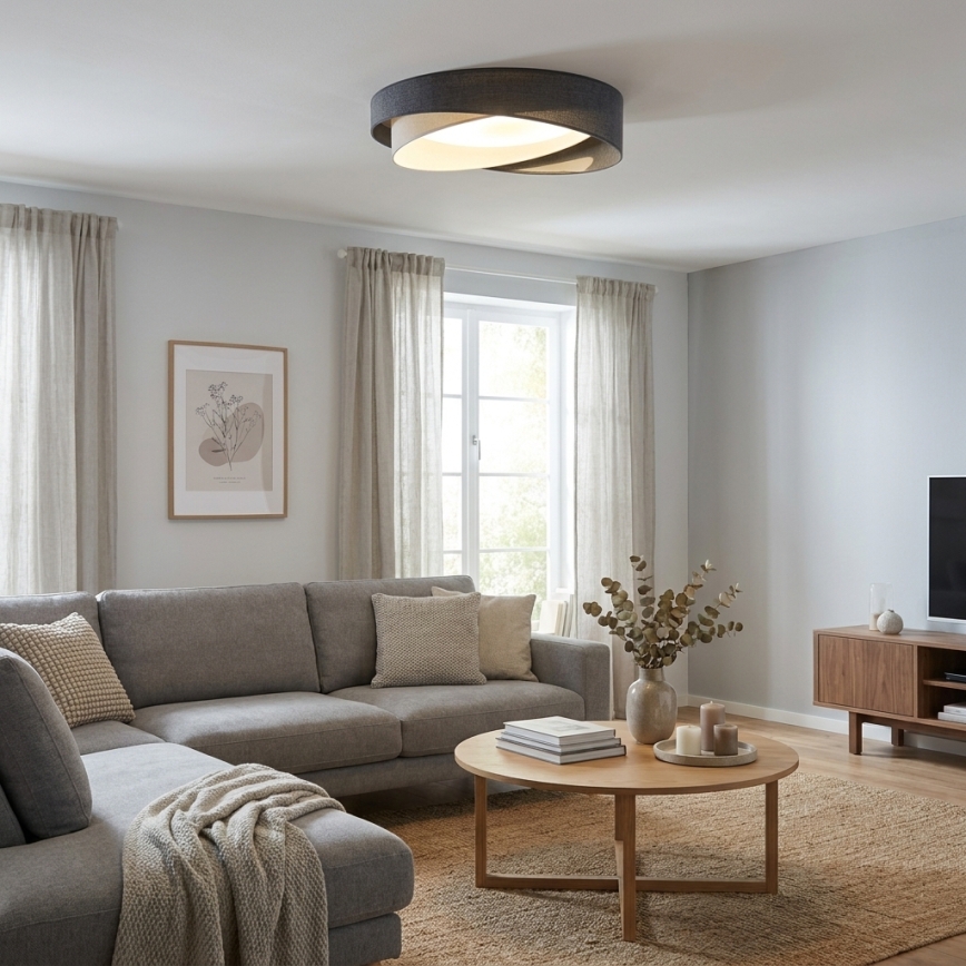 BRILAGI - Himmennettävä kattovalaisin VELVET TWIST LED/36W/230V 3000-6000K Ø 65 cm Wi-Fi Tuya Beacon harmaa/kerma + kaukosäädin