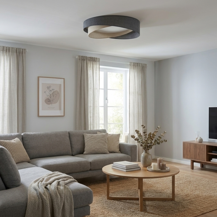 BRILAGI - Himmennettävä kattovalaisin VELVET TWIST LED/36W/230V 3000-6000K Ø 65 cm Wi-Fi Tuya Beacon harmaa/kerma + kaukosäädin
