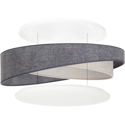 BRILAGI - Himmennettävä kattovalaisin VELVET TWIST LED/36W/230V 3000-6000K Ø 65 cm Wi-Fi Tuya Beacon harmaa/kerma + kaukosäädin