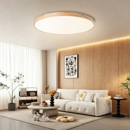 BRILAGI - LED-himennettävä kattovalaisin WOODLINE LED/128W/230V 3000-6000K tammi, halkaisija 100 cm + kaukosäädin