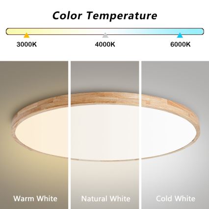 BRILAGI - LED-himennettävä kattovalaisin WOODLINE LED/128W/230V 3000-6000K tammi, halkaisija 100 cm + kaukosäädin